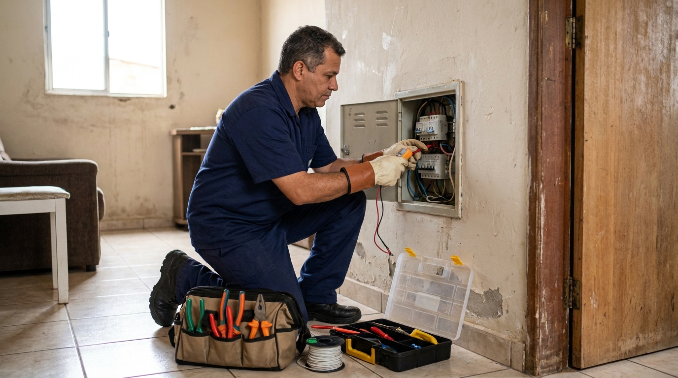 Eletricista e suas ferramentas em Vila Velha‑ES
